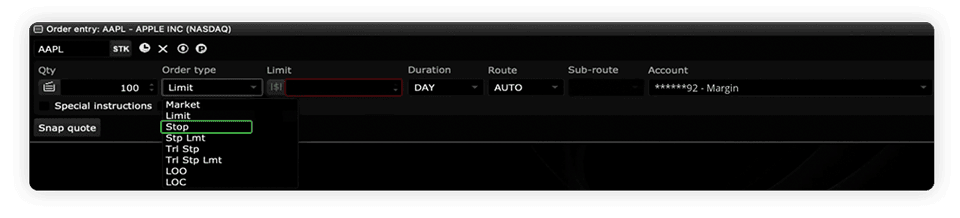 Stop orders in Edge Desktop