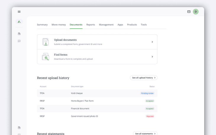 Documents page
