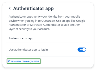 create new recovery codes