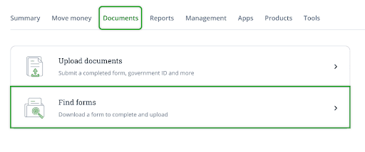 Find forms section