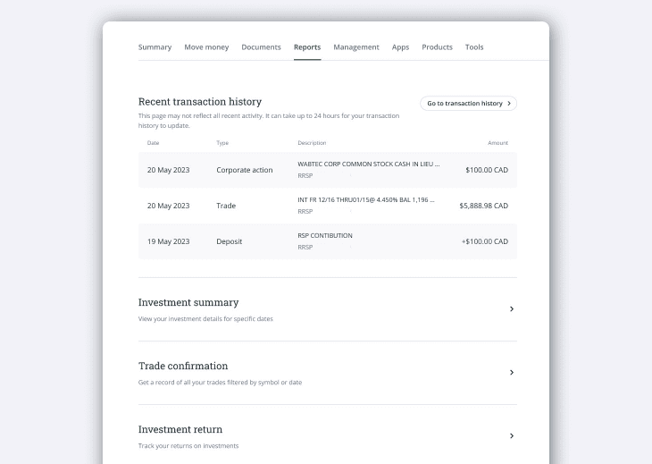 Reports page