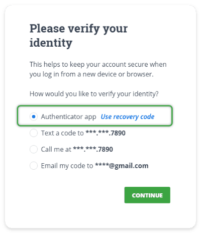 logging in with authenticator