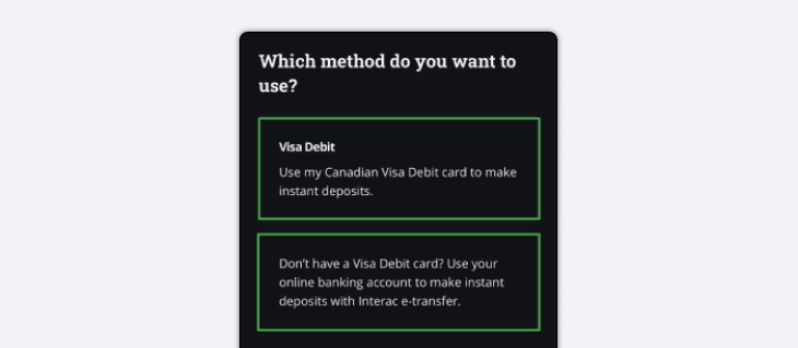 Debit card selection on QuestMobile
