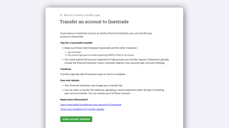 Start account transfer