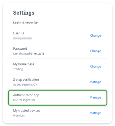 authenticator app settings