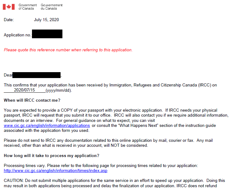 IRCC renewal application example