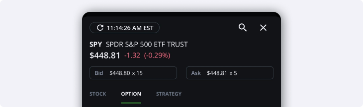options order entry top streaming