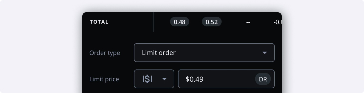 Options strat total and order type