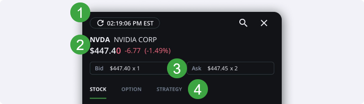 Order entry top streaming
