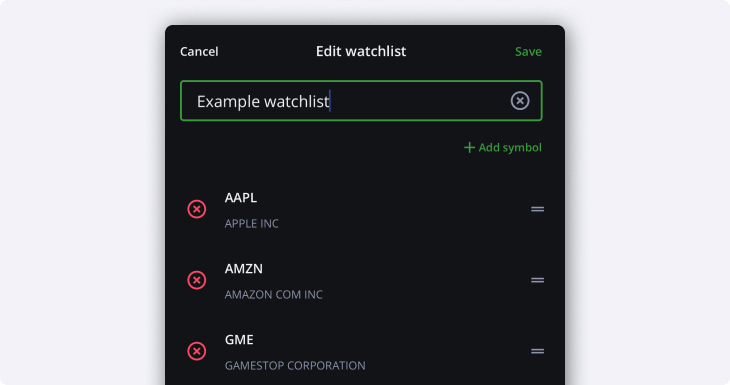 Edit watchlist