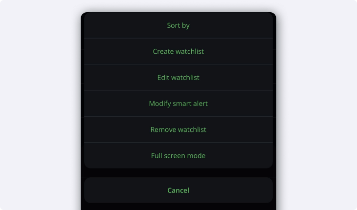 Editing watchlists streaming