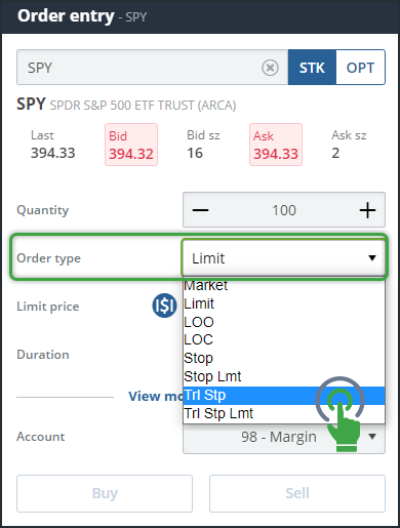 The Edge Web order type field