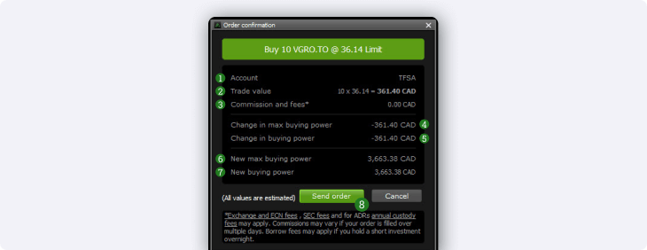 Edge Desktop order confirmation