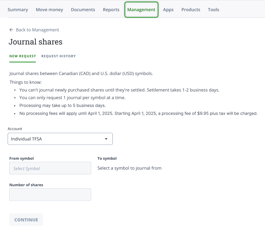 Journaling shares