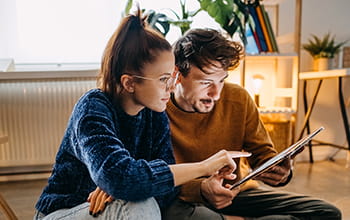 Couple using a tablet