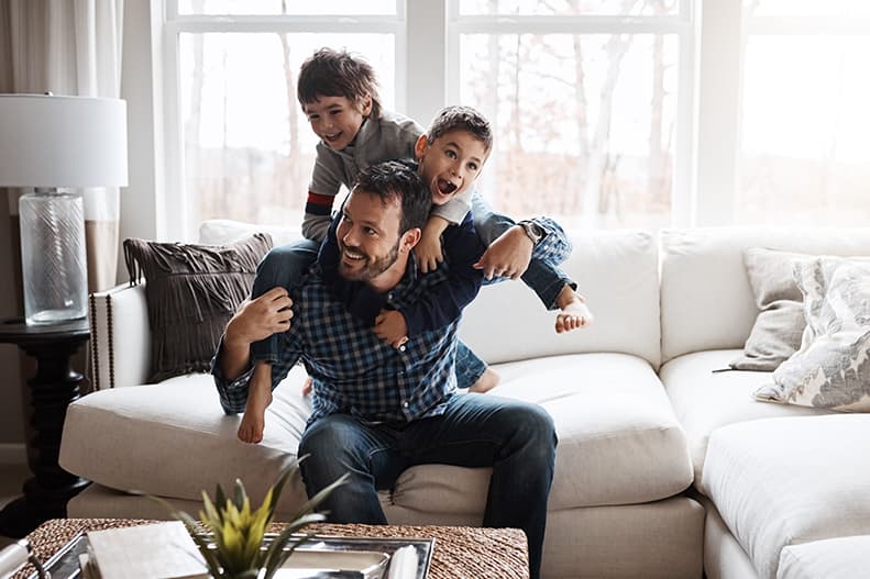 Dad playing kids couch